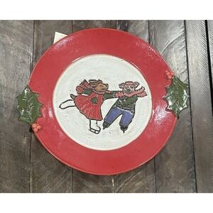 JCR Designs Pottery Winter Wonderland Dogs Christmas Julie Calhoun-Roepnack Plat